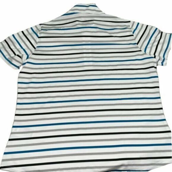 Adidas DZ6380 Womens Sz Small Ultimate Stripe Short Sleeve Golf Polo White Teal - Picture 6 of 6